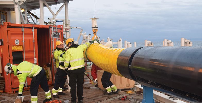 Dynamic high voltage cable installation offshore off the coast in Norway